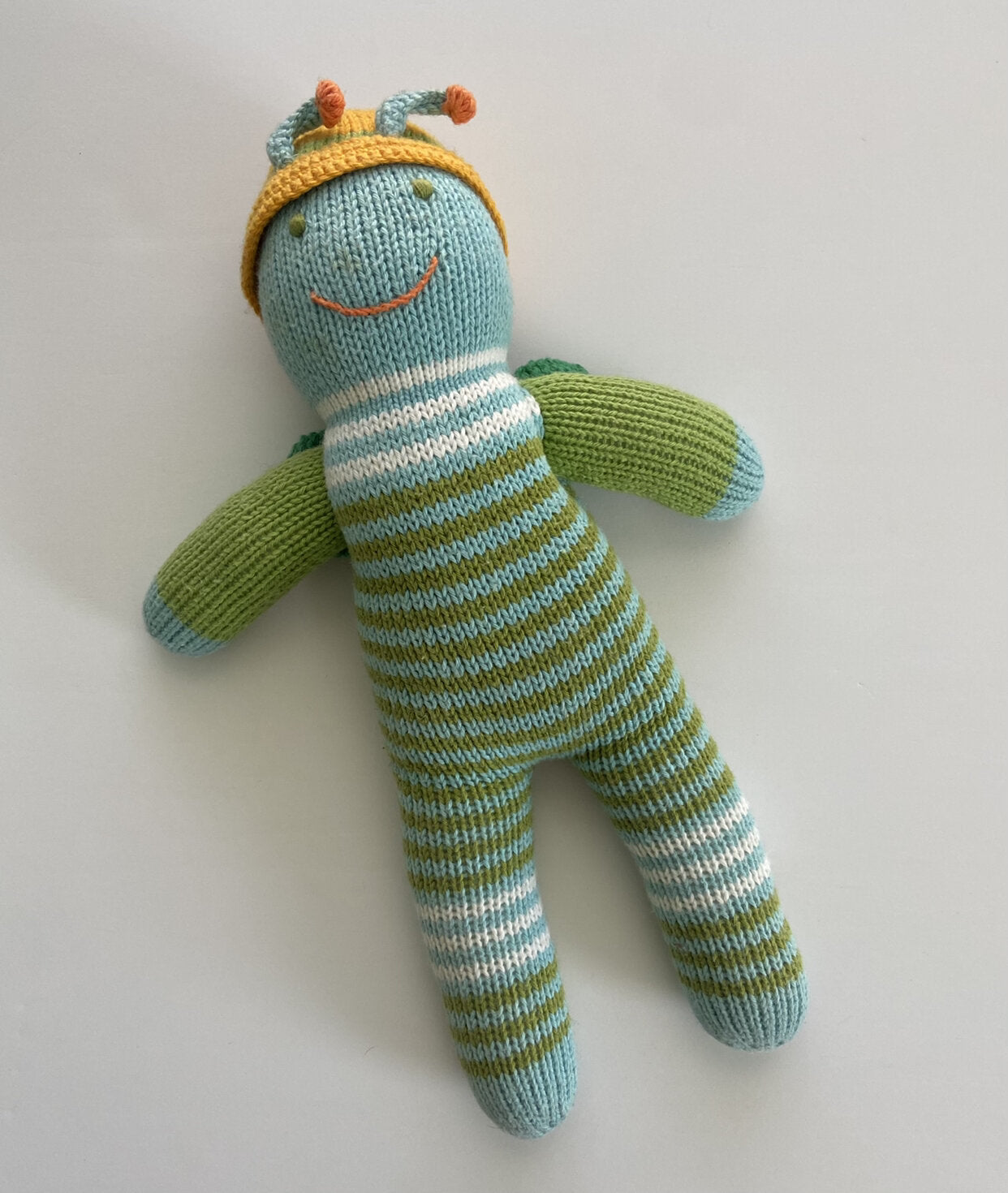 BLABLA knitted Small 12” PLUSH BUZZ THE BUG STRIPED Cotton