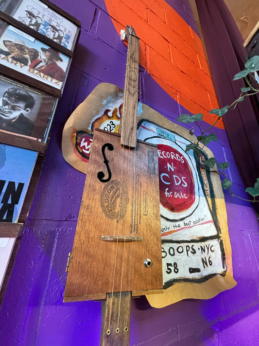 Fretless 3 string Cigar box guitar with "F" Hole!