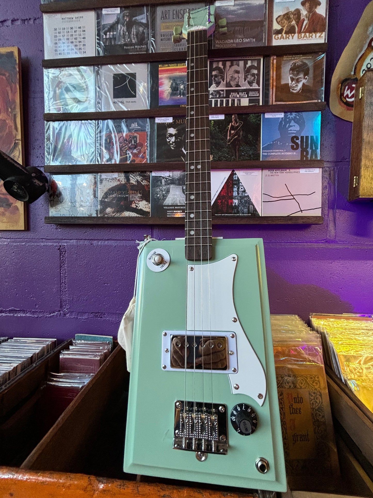 "Diddley" style handmade Thundaburke 4 string cigar box electric guitar!