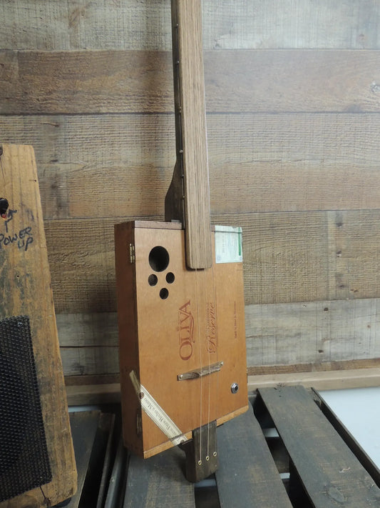 Groovy Fretless 3 string Cigar box guitar with toneholes!